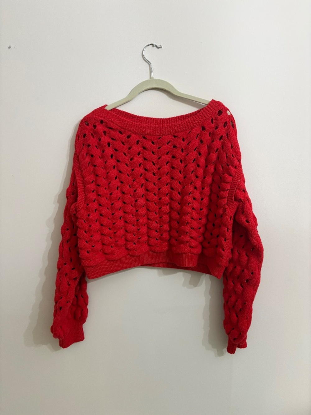 Alice + Olivia red open-knit sweater — XS